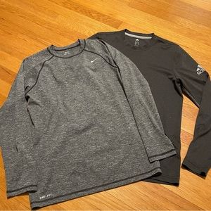 NIKE ADIDAS LONG SLEEVE ACTIVEWEAR SOORTS TOPS SMALL DARK GRAY and GRAY